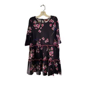 Tea collection Marcela girls floral navy blue long sleeve T-shirt dress size 6￼